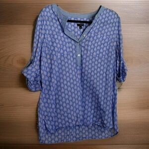 Talbots Petites 100% Cotton Tunic Geometric Blouse Size Lp
